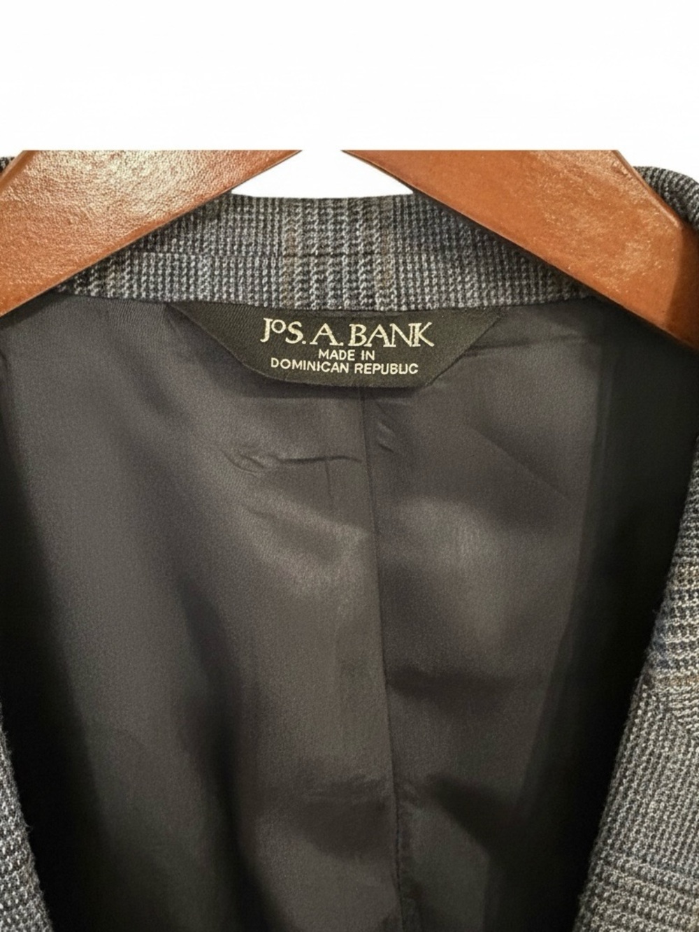 🔴 Jos. A. Bank 44R Silk Wool Sport Coat Grey Plaid Blazer Jacket Lightweight - Picture 5 of 9